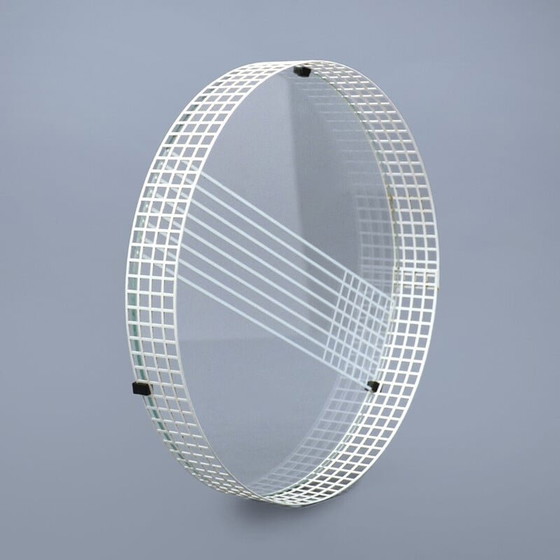 Image 1 of Vintage-Tablett aus Glas, perforiertem Metall und schwarzem Kunststoff, 1970er Jahre