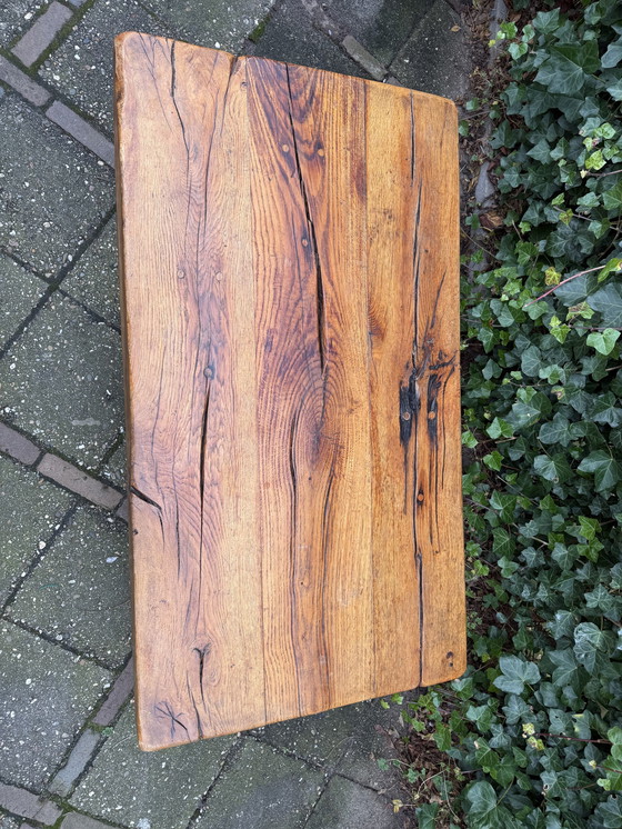 Image 1 of Brutalistischer Wabi-Sabi Couchtisch aus massivem Eichenholz