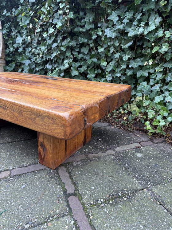 Image 1 of Brutalistischer Wabi-Sabi Couchtisch aus massivem Eichenholz