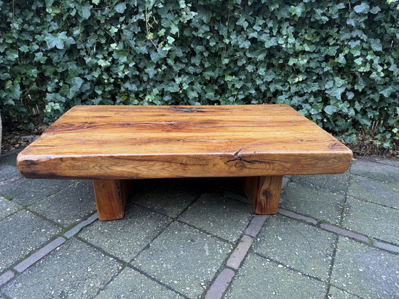 Image 1 of Brutalistischer Wabi-Sabi Couchtisch aus massivem Eichenholz