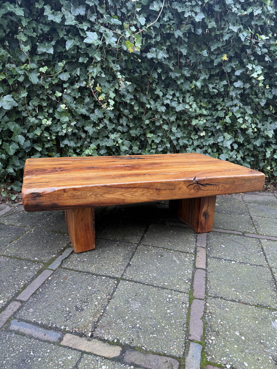 Image 1 of Brutalistischer Wabi-Sabi Couchtisch aus massivem Eichenholz