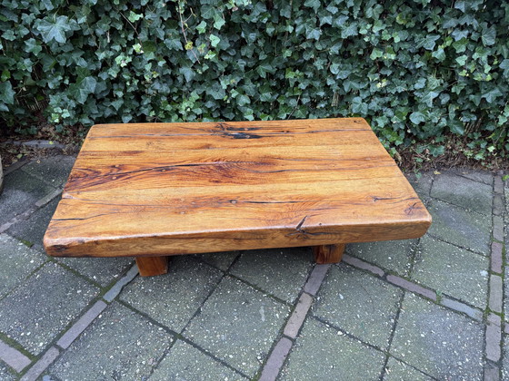 Image 1 of Brutalistischer Wabi-Sabi Couchtisch aus massivem Eichenholz