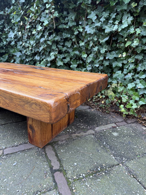 Image 1 of Brutalistischer Wabi-Sabi Couchtisch aus massivem Eichenholz