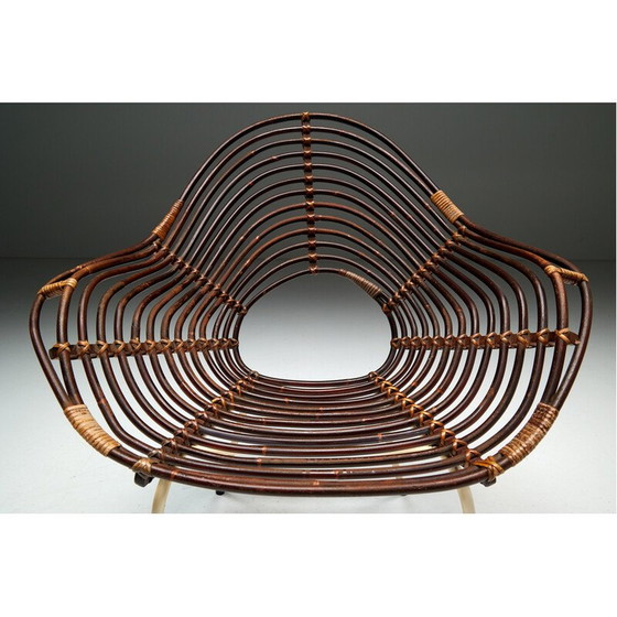 Image 1 of Vintage Rattanstuhl von H. Broekhuizen für Rohé Noordwolde, Niederlande 1960er Jahre