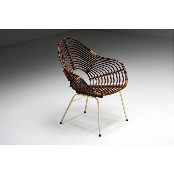 Image 1 of Vintage Rattanstuhl von H. Broekhuizen für Rohé Noordwolde, Niederlande 1960er Jahre