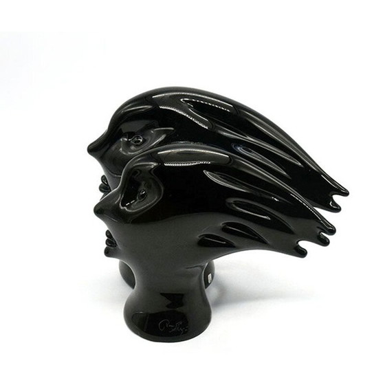 Image 1 of Vintage-Skulptur aus massivem schwarzem Glas von Sergio Rossi-Murano 1970er Jahre