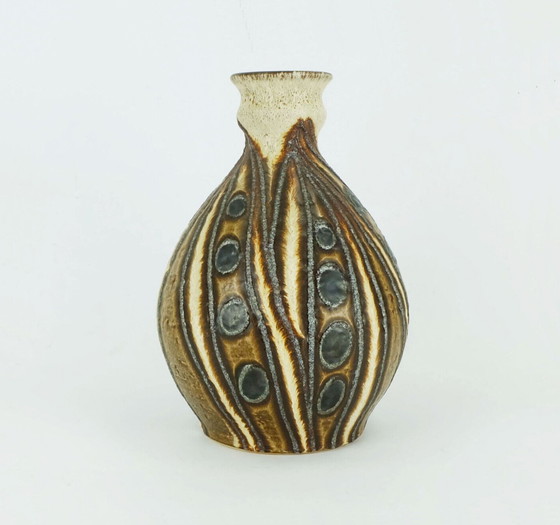 Image 1 of  Vase Bay Keramik Modell 610 25 Fat Lava Kreis und Wellenmuster 1970er Jahre