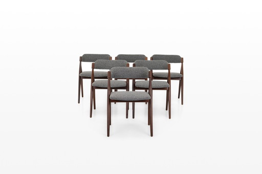 Vintage-Esszimmerstühle aus grauem Bouclé, 1960er Jahre, Satz von 6