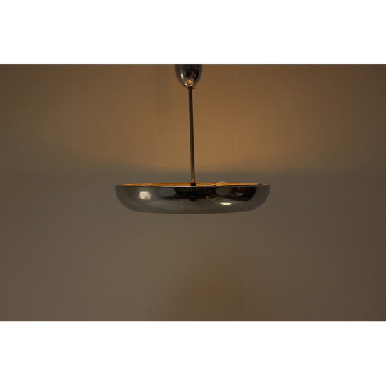 Image 1 of Klassische Bauhaus-Pendelleuchte aus Chrom und Glas für Napako, 1930