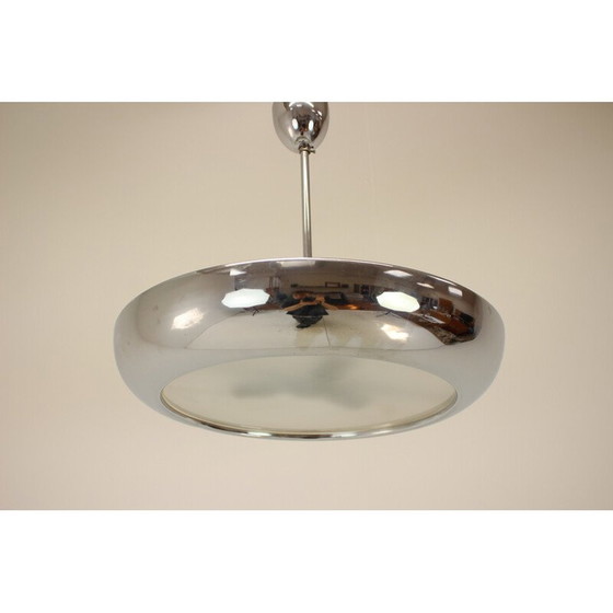 Image 1 of Klassische Bauhaus-Pendelleuchte aus Chrom und Glas für Napako, 1930