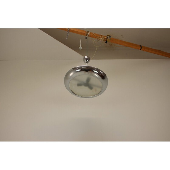 Image 1 of Klassische Bauhaus-Pendelleuchte aus Chrom und Glas für Napako, 1930