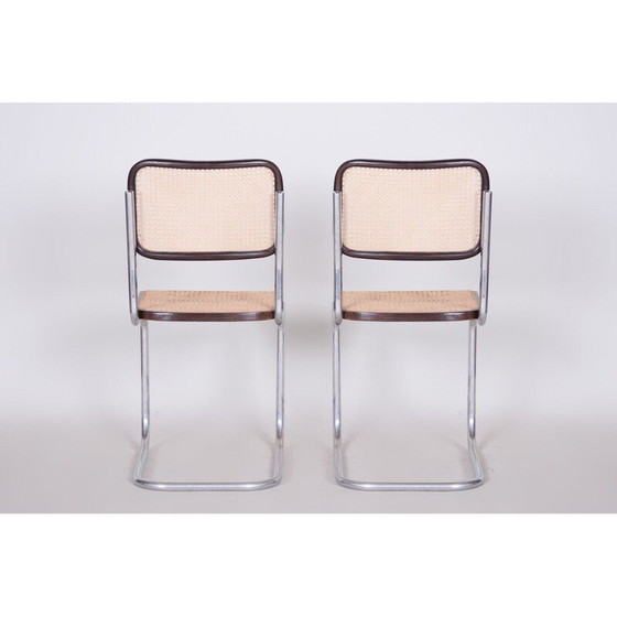 Image 1 of Paar Vintage-Stühle aus Rattan und Holz von Mercel Breuer, Deutschland 1930er Jahre