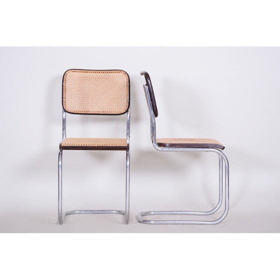 Image 1 of Paar Vintage-Stühle aus Rattan und Holz von Mercel Breuer, Deutschland 1930er Jahre