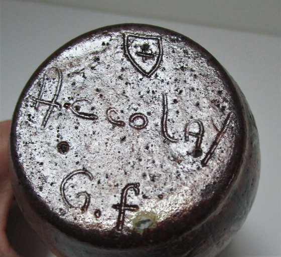 Image 1 of Accolay Vase Keramik Vegetationsdekor Signiert