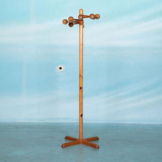 Image 1 of Space Age 70s Garderobe Pine, minimalistischer Garderobenständer organisch