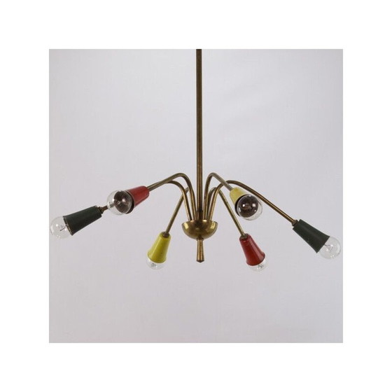 Image 1 of Alter 6-armiger Messing-Kronleuchter, 1950