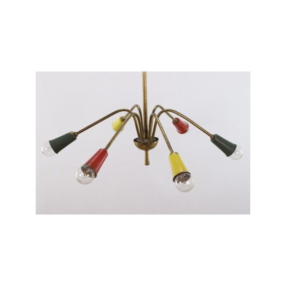 Image 1 of Alter 6-armiger Messing-Kronleuchter, 1950