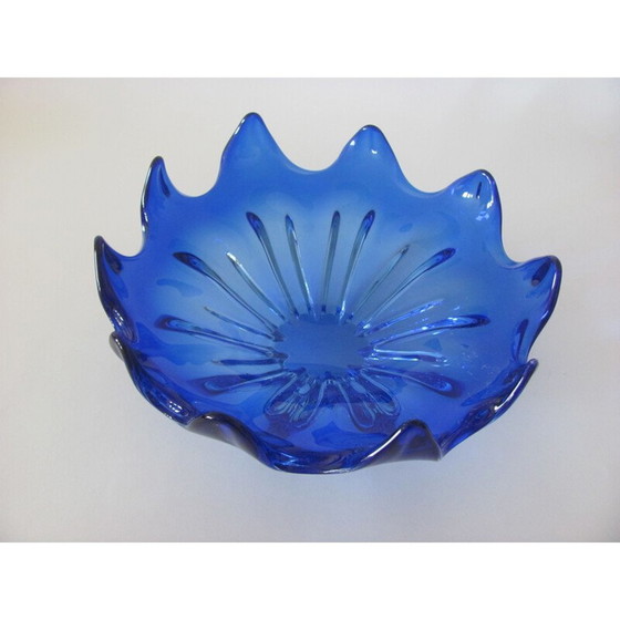 Image 1 of Klassische tschechoslowakische Glasschale mit spitzem Rand, 1960