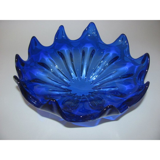 Image 1 of Klassische tschechoslowakische Glasschale mit spitzem Rand, 1960