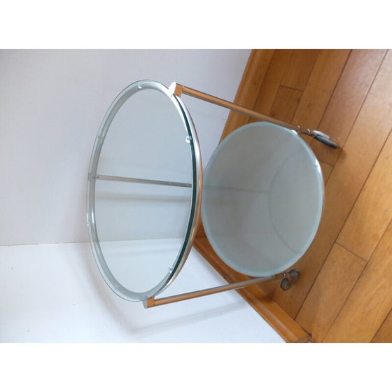 Image 1 of Vintage-Sockeltisch aus Edelstahl und Glas, 1970