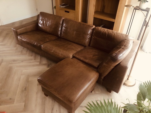 2-5 Sitzer Sofa + Fußhocker Lederland Lago