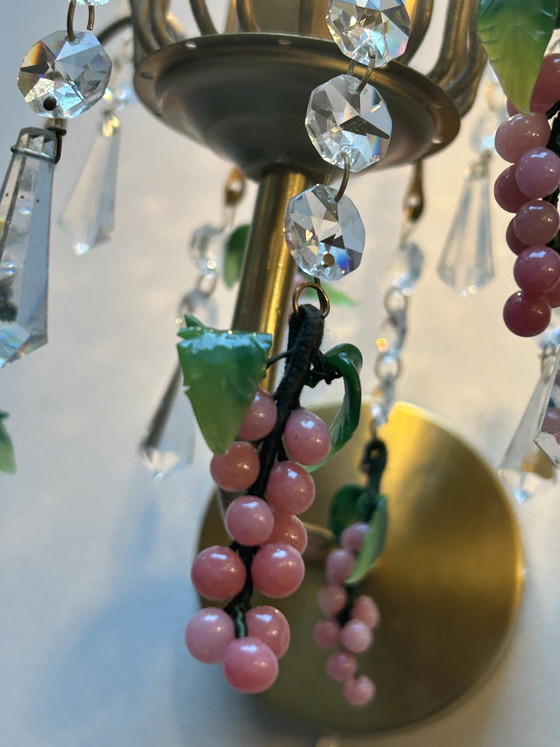 Image 1 of 10 Stück Vintage Italienisch Rosa Traube Wandleuchten