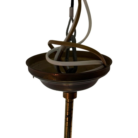 Image 1 of Art Deco - Hängesäule mit Opalglas und Messingrahmen - sehr groß, in der Höhe verstellbar