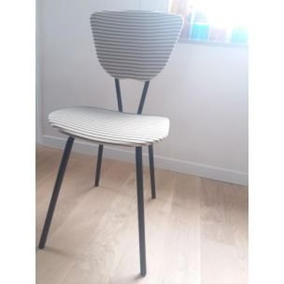 Image 1 of Vintage Metallstuhl mit Streifenmuster, 1950er Jahre