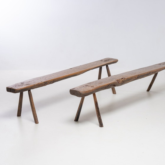 Image 1 of BRUTALISTISCHE BÄNKE, EICHENHOLZ