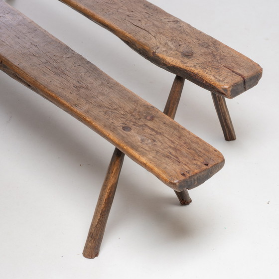 Image 1 of BRUTALISTISCHE BÄNKE, EICHENHOLZ