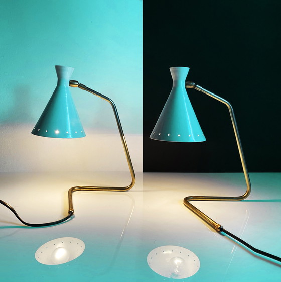 Image 1 of Paar Kokottenlampen Design 50er Jahre Weiss