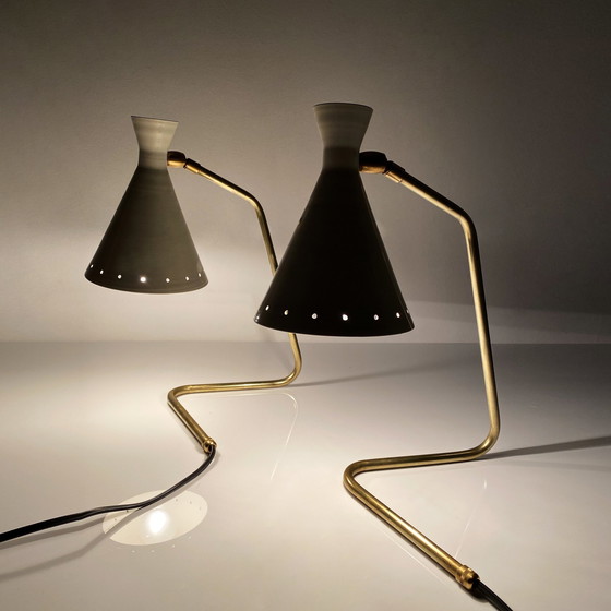 Image 1 of Paar Kokottenlampen Design 50er Jahre Weiss