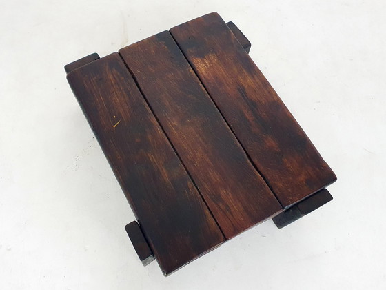 Image 1 of Mid-Century Brutalist Massivholz Couchtisch, Niederlande 1970'S