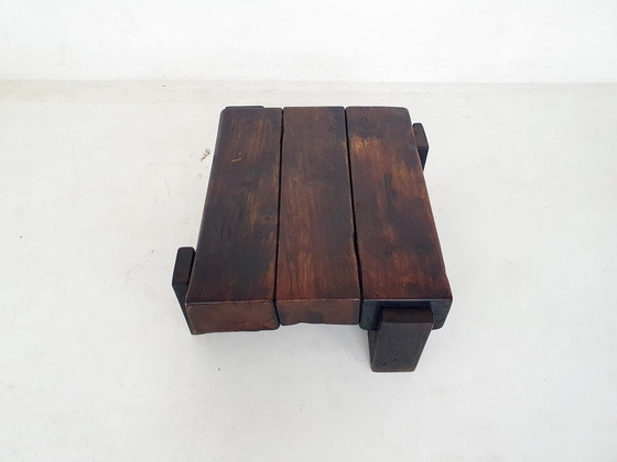 Image 1 of Mid-Century Brutalist Massivholz Couchtisch, Niederlande 1970'S
