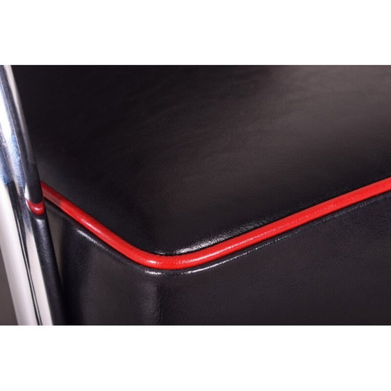 Image 1 of Paar schwarze Ledersessel von Mucke Melder, Tschechoslowakei 1930