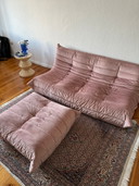Ligne Roset Togo Couch + Pouf Alcantara