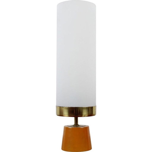 Mid Century Tischlampe aus Messing und Glas, Deutschland 1970er