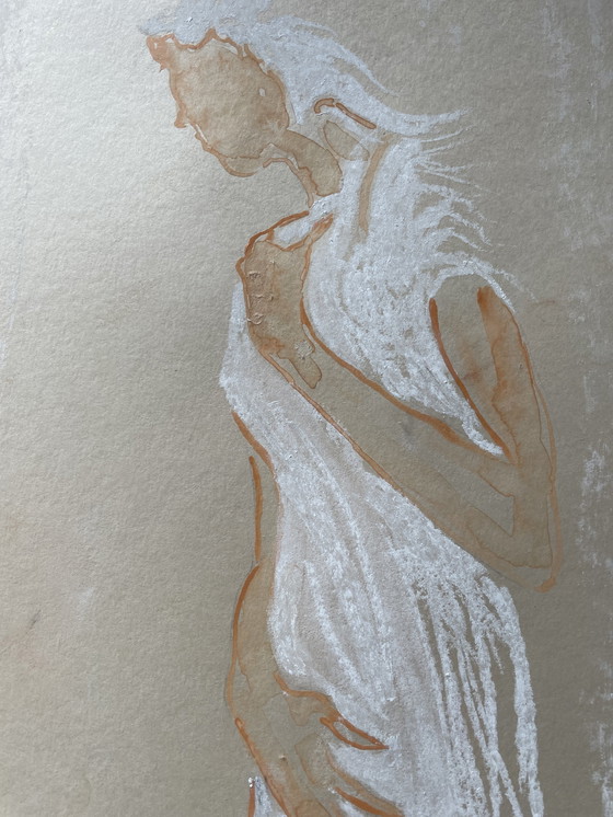 Image 1 of Pastel Porträt Frau "Das weiße Kleid"