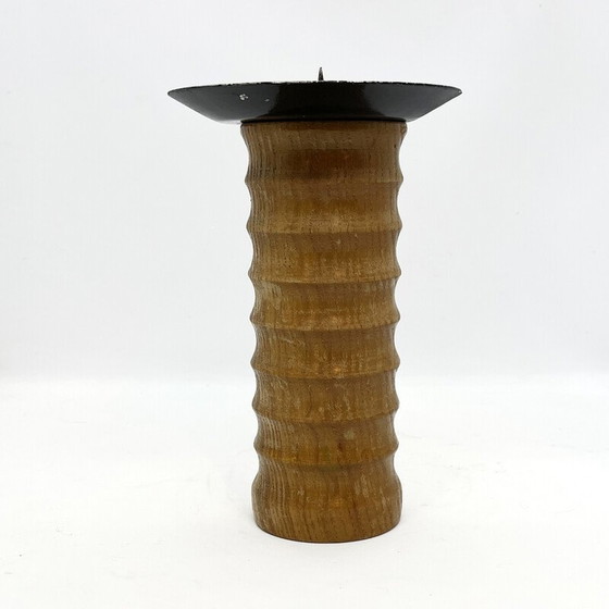 Image 1 of Vintage-Kerzenständer aus Holz und Stahl, Deutschland