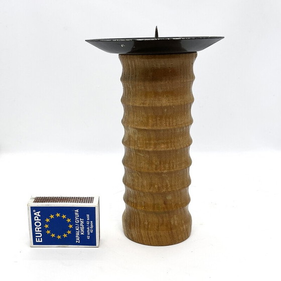 Image 1 of Vintage-Kerzenständer aus Holz und Stahl, Deutschland