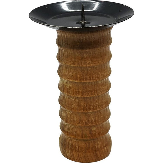 Image 1 of Vintage-Kerzenständer aus Holz und Stahl, Deutschland