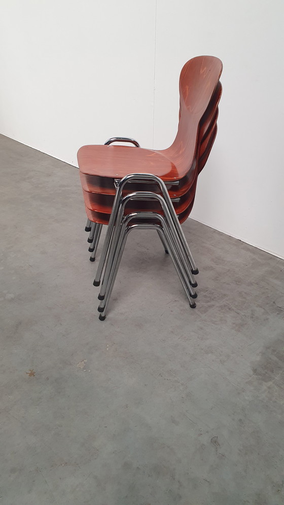 Image 1 of 4x Eromes Pagholz industrieller stapelbarer Designstuhl
