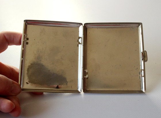 Image 1 of Zigarettenspender Unikat - Visitenkartenetui - Metall Mit Aufgelöteter Maseratiuhr