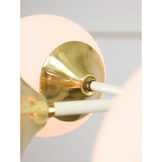 Image 1 of Vintage Sputnik-Kronleuchter aus Messing und Opalglas, Italien