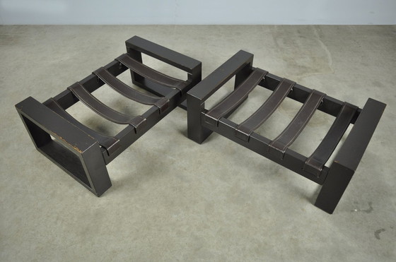 Image 1 of Sonja Wasseur / Brutalistische Lederfußhocker / Niederlande 1970S