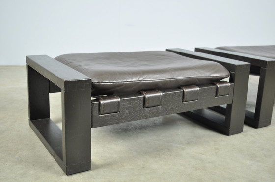 Image 1 of Sonja Wasseur / Brutalistische Lederfußhocker / Niederlande 1970S