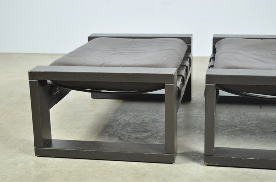 Image 1 of Sonja Wasseur / Brutalistische Lederfußhocker / Niederlande 1970S