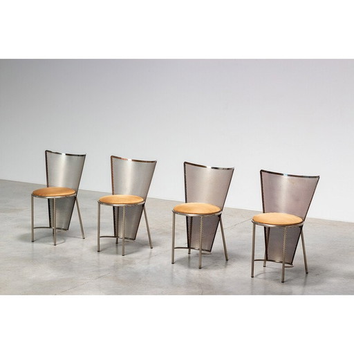 Satz von 4 Sevilla Stühlen von Frans Van Praet für Belgo Chrom, Belgien 1992