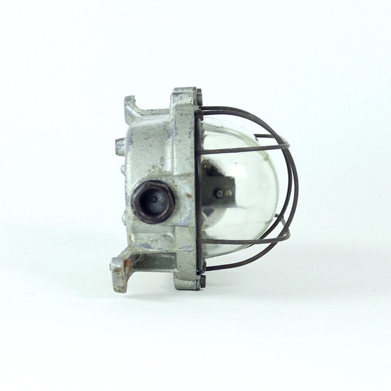 Image 1 of Industrielle Wandleuchte aus Stahl und Glas, Tschechoslowakei 1950er Jahre