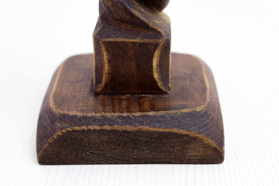 Image 1 of Kerzenhalter Aus Holz Geschnitzt, Frankreich 1950